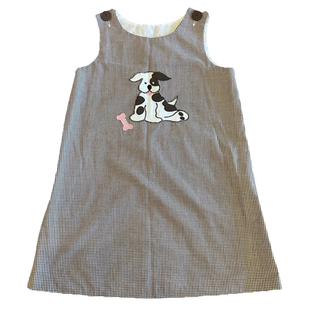 Kelly’s Kids Girls Sz Small 5T/6T Puppy‎ Dog Dress Embroidered Sheath Top Button